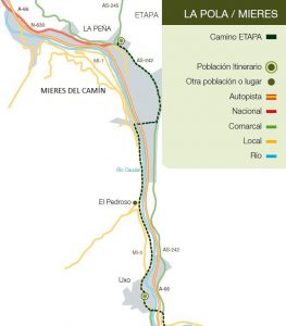 Recorrido del Camino de Santiago: La Pola L.lena-Mieres del Camín.