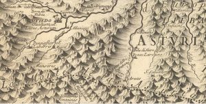 Mieres en el mapa de 1696 (Fuente. IGN)