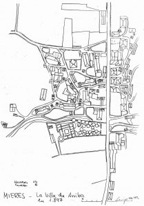 Plano La Villa de Arriba 1894 (Fuente: Noticias históricas sobre Mieres y su concejo)