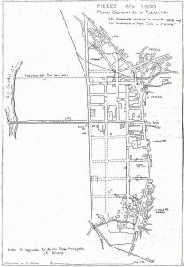 Plano de Mieres del Camín 1900 (Fuente: Noticias históricas sobre Mieres y su concejo)