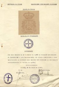 Documento envío de datos relativos al escudo y sello - Julio 1947