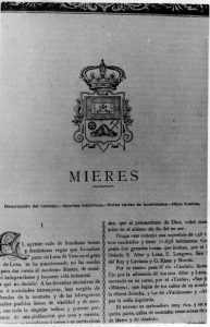 Escudo de Mieres de la obra Asturias de Bellmunt y Canella - 1900