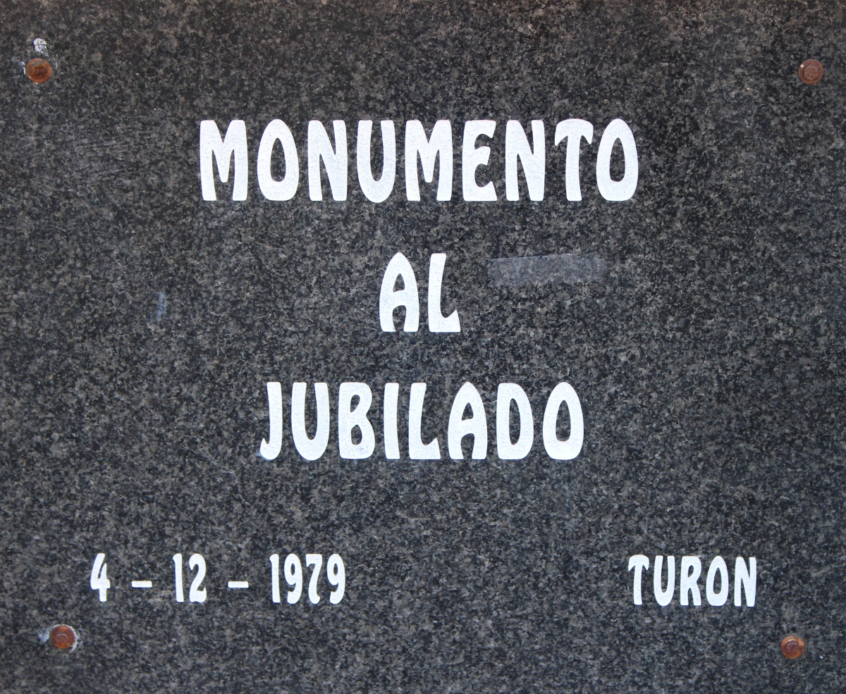 Placa delantera Monumento al Minero Jubilado