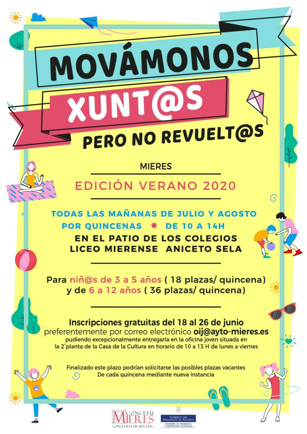 Cartel Movamonos Xuntos Mieres Verano 2020