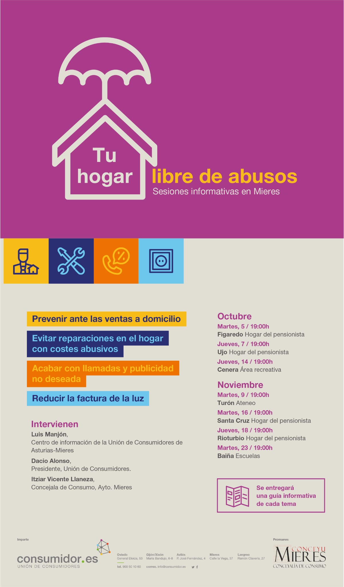 Cartel Taller Consumo Hogar Libre De Abusos