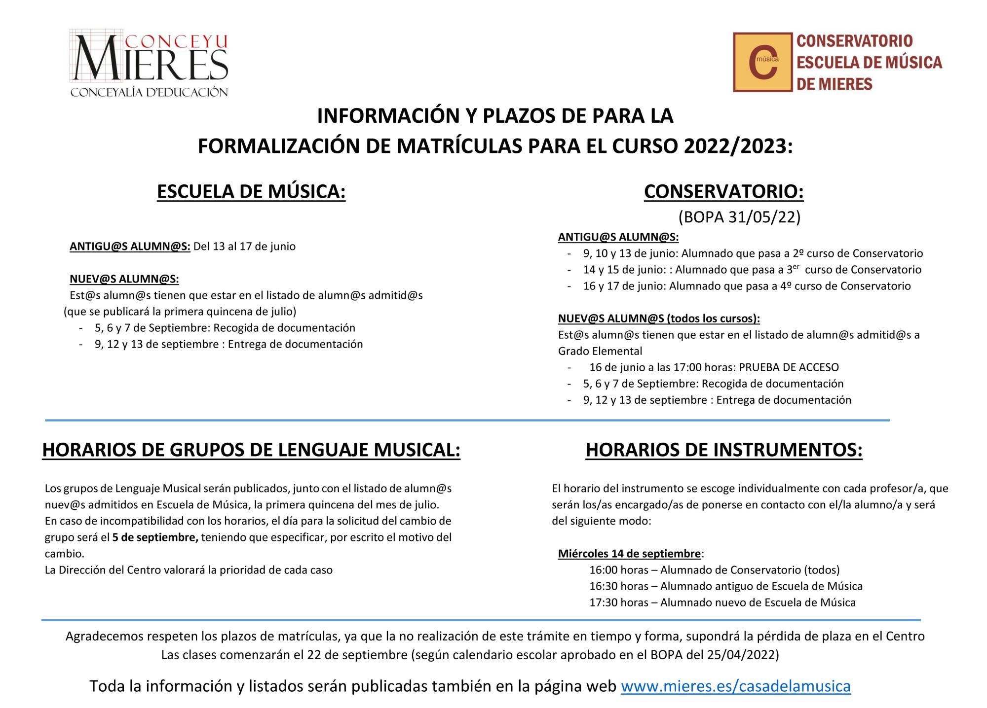 FECHAS CURSO 22 23