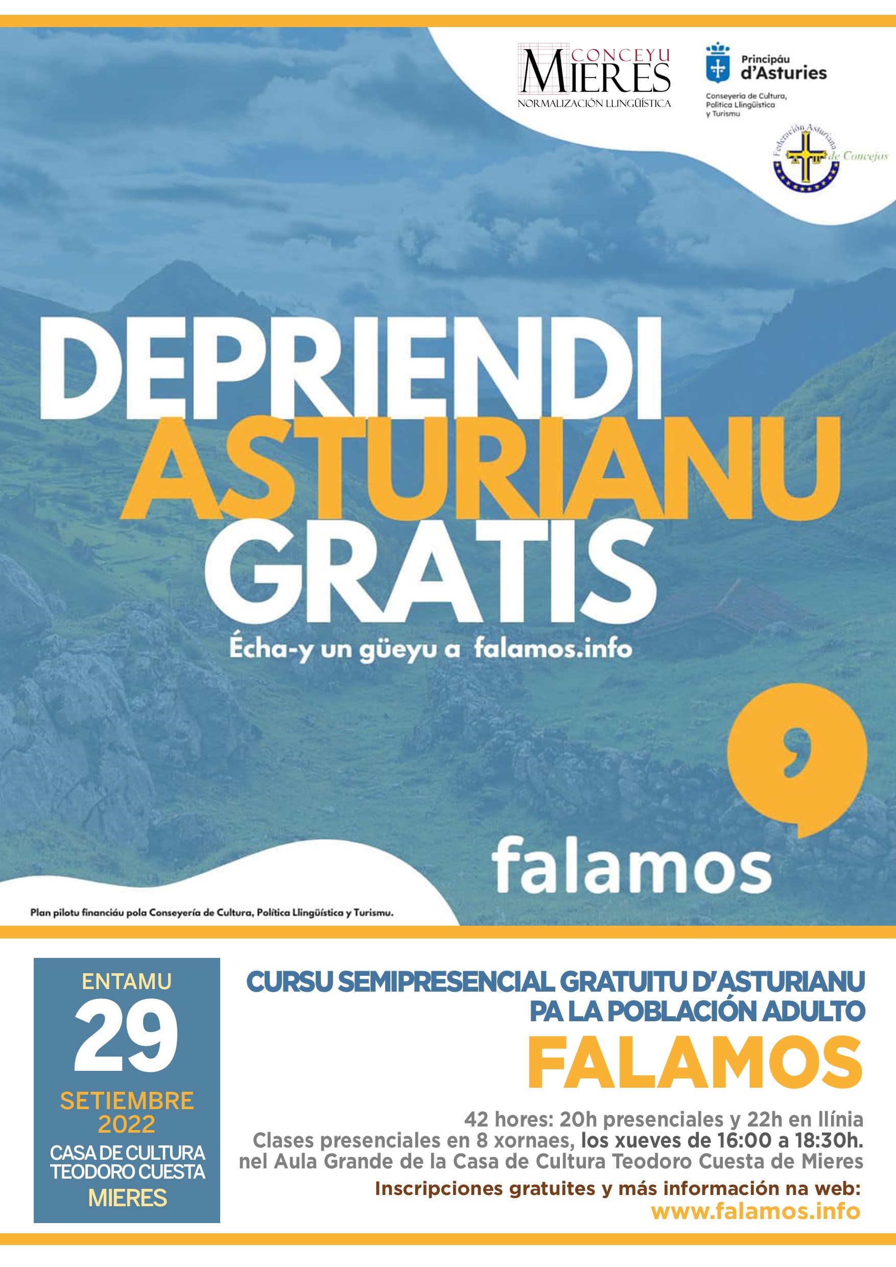 Cartel Curso Asturiano Falamos 2022