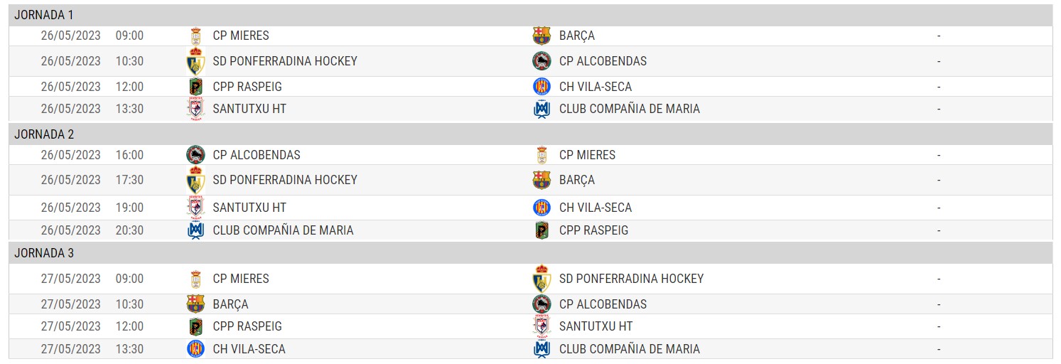 Calendario Campeonato España 2023