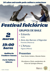 Cartel Festival Folclóricu Mieres Marzu 2024