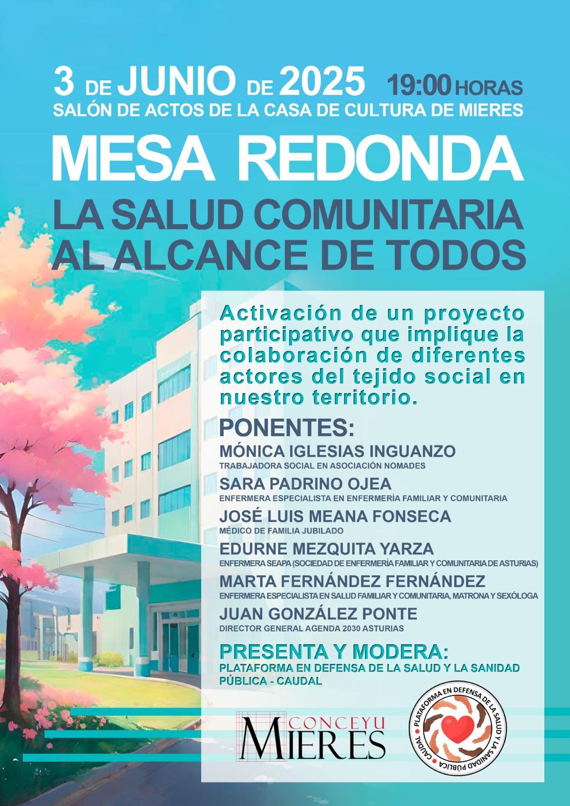 Cartel Mesa Redonda Salud Comunitaria Mieres