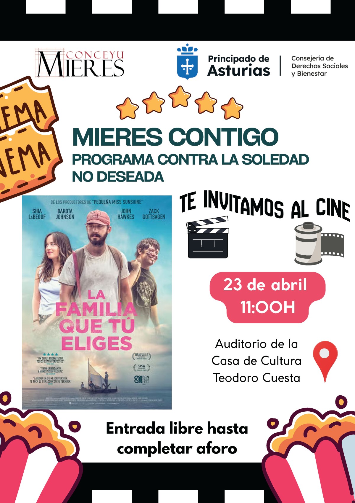 Cartel Cine Mieres Contigo Abril 2026