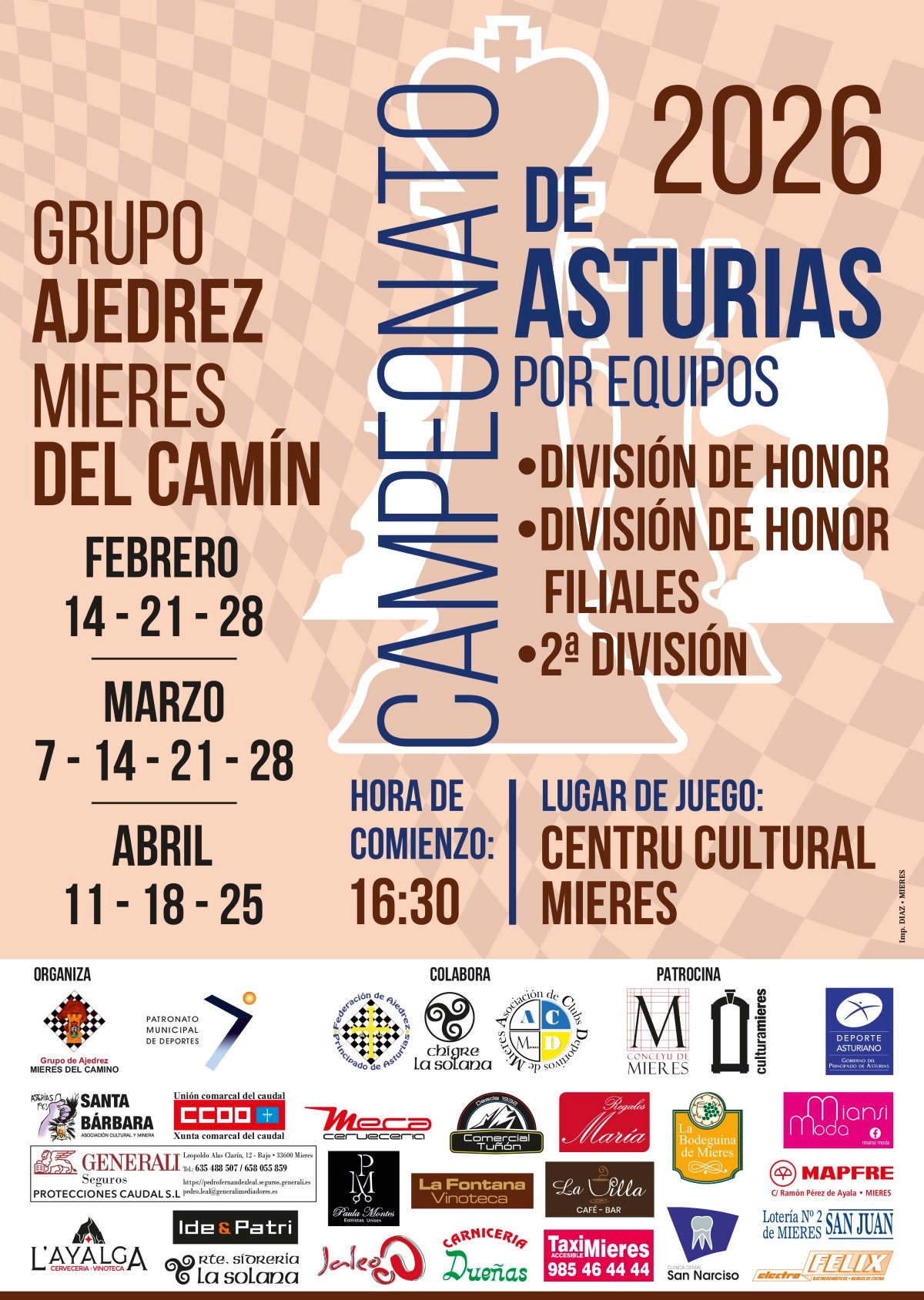 Cartel Campeonato Asturias Equipos Ajedrez'26)