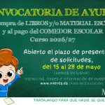 Cartel Ayudas Comedor Escolar Y Compra Libros 2026