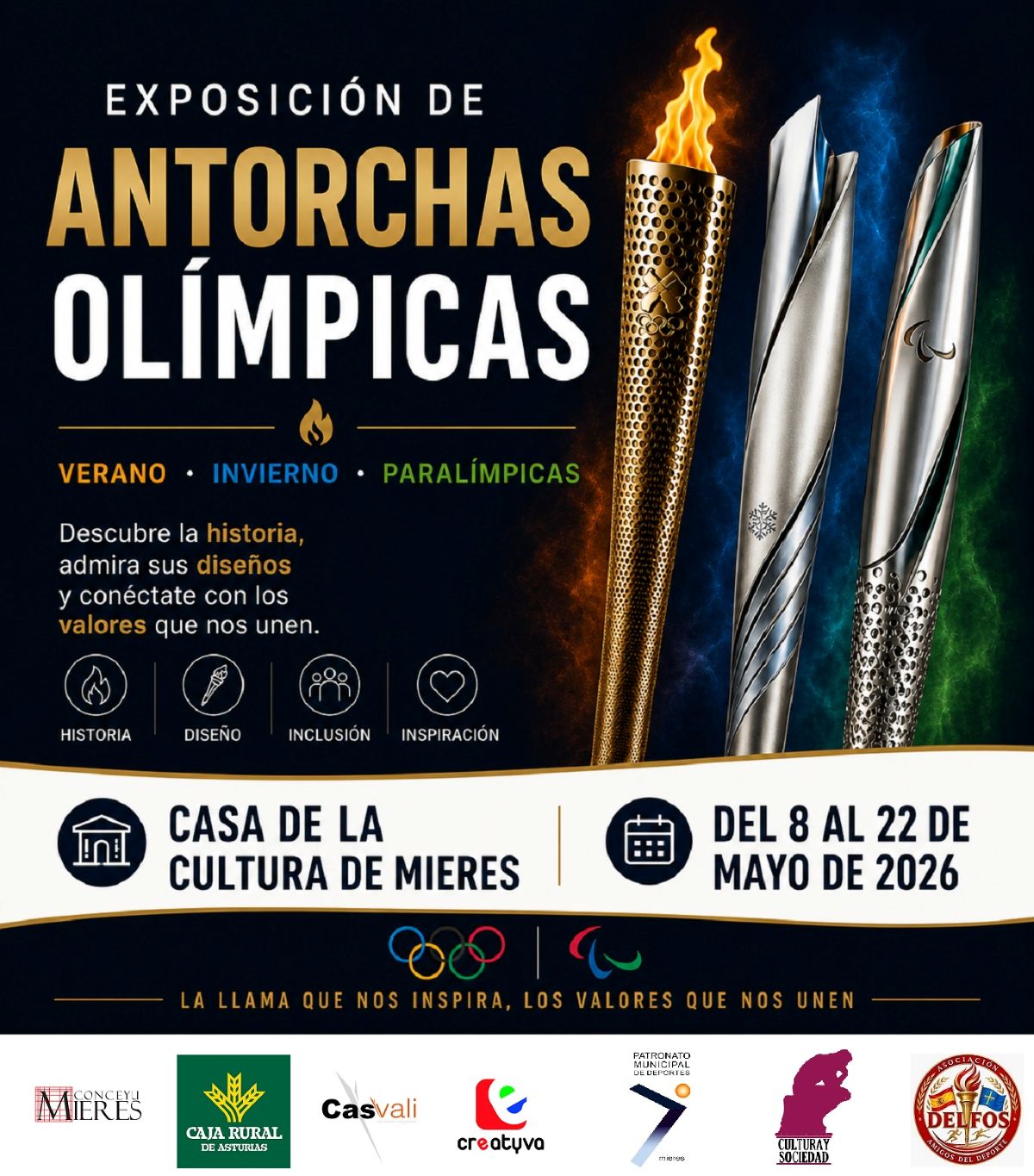 Cartel Exposicion Antorchas Olimpicas Mieres 2026