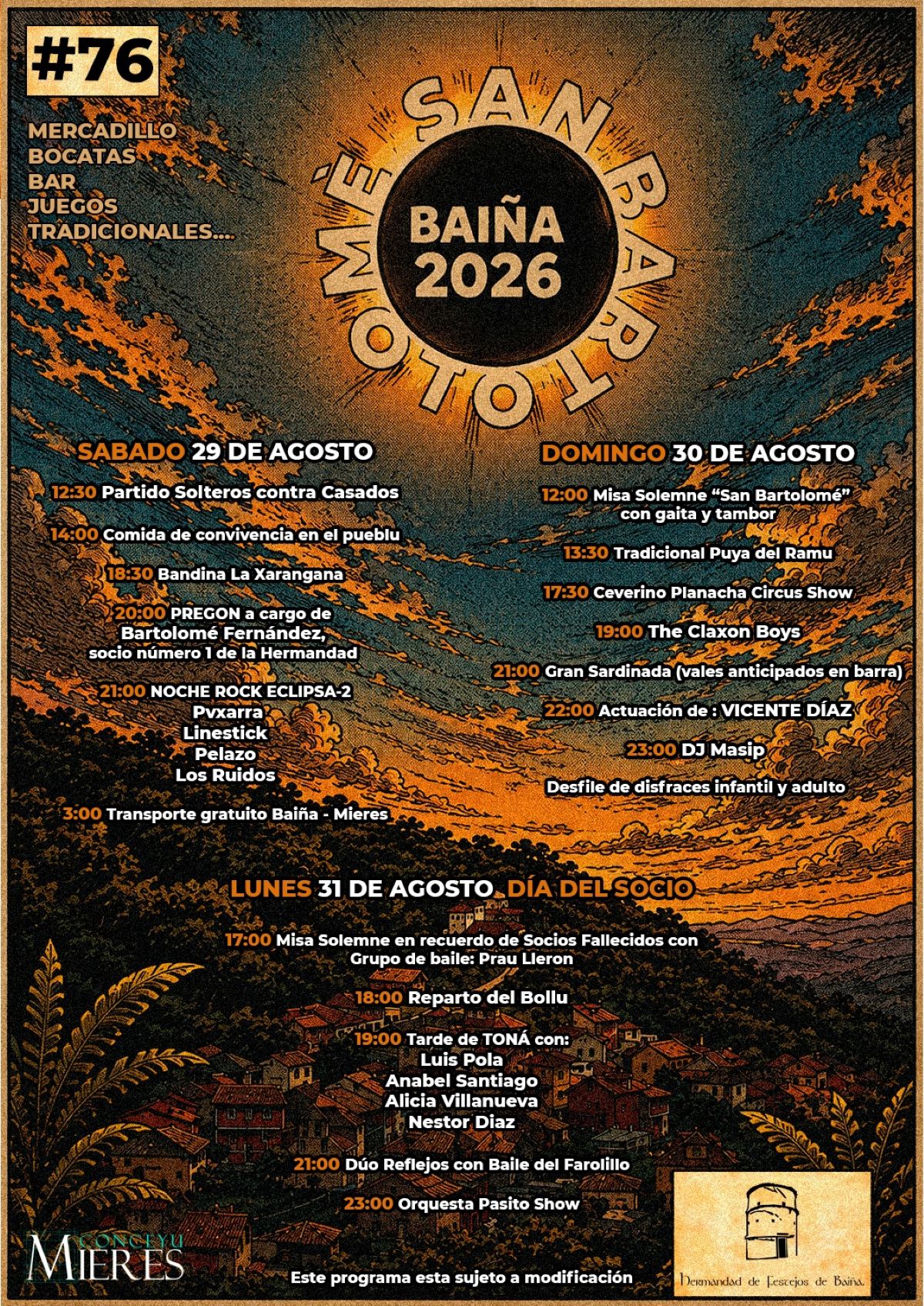 Cartel Fiestas Baiña 2026