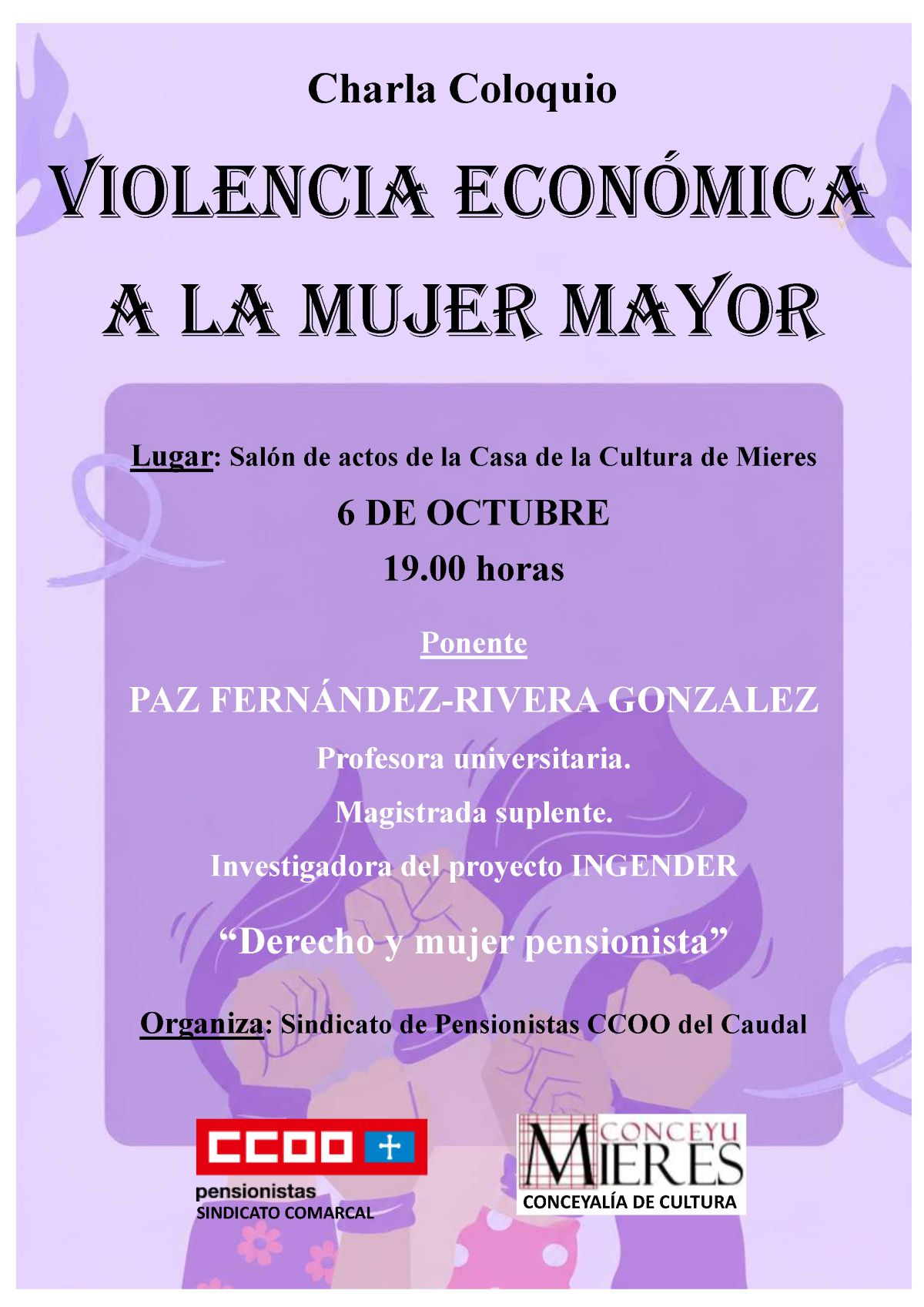 CARTEL Charla Violencia Economica Mujer